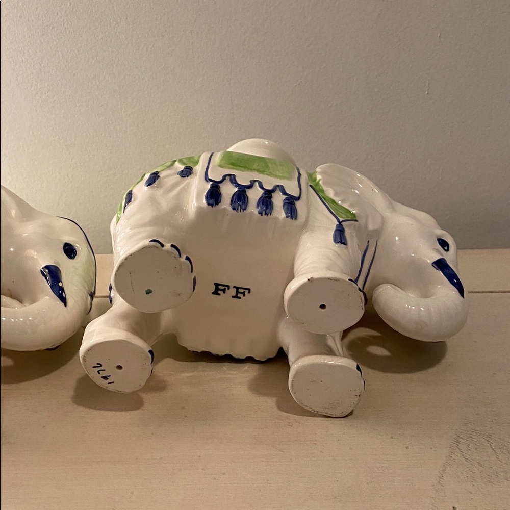 Vintage Fitz And Floyd Ceramic Elephant Candle Holders Set of 2 Rare - Picture 6 of 12